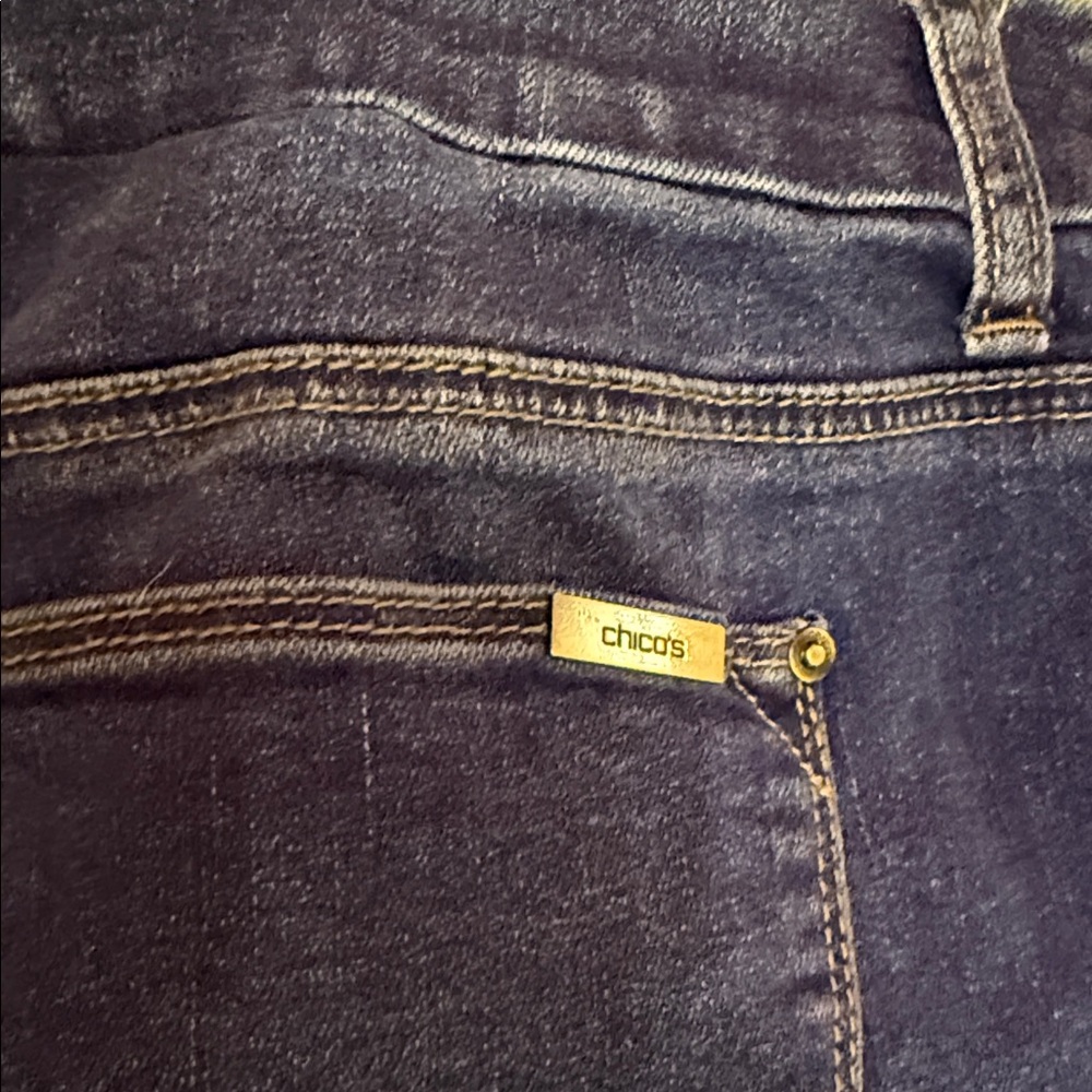 Chicos Floral Embroidered Blue Jeans - Picture 4 of 4